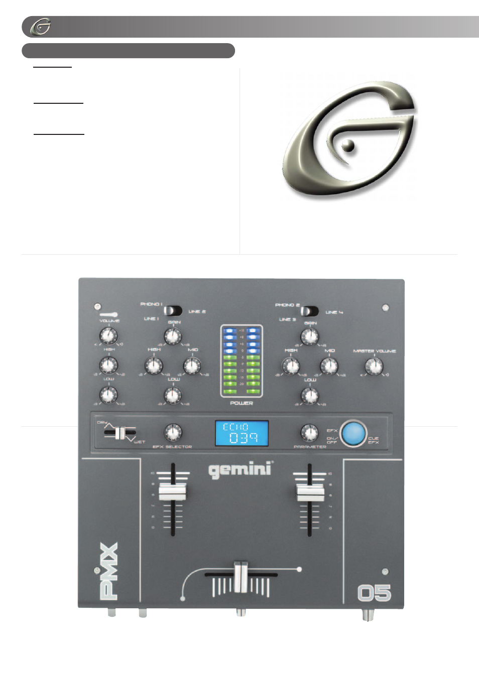 Specifications | Gemini PMX-05 User Manual | Page 6 / 20