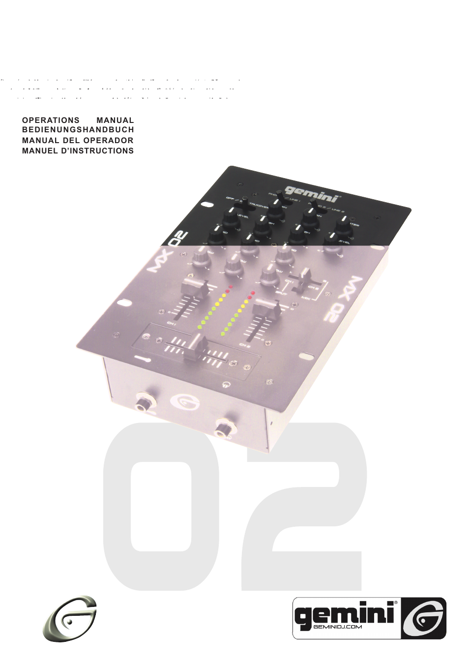 Gemini MX-02 User Manual | 12 pages