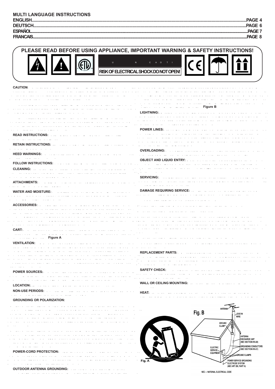 Caution, Risk of electricalshock do not open | Gemini MX-02 User Manual | Page 2 / 12