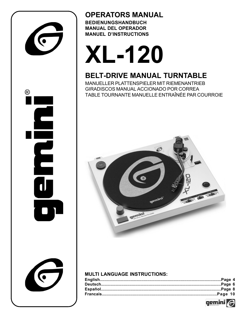 Gemini XL-120 User Manual | 12 pages