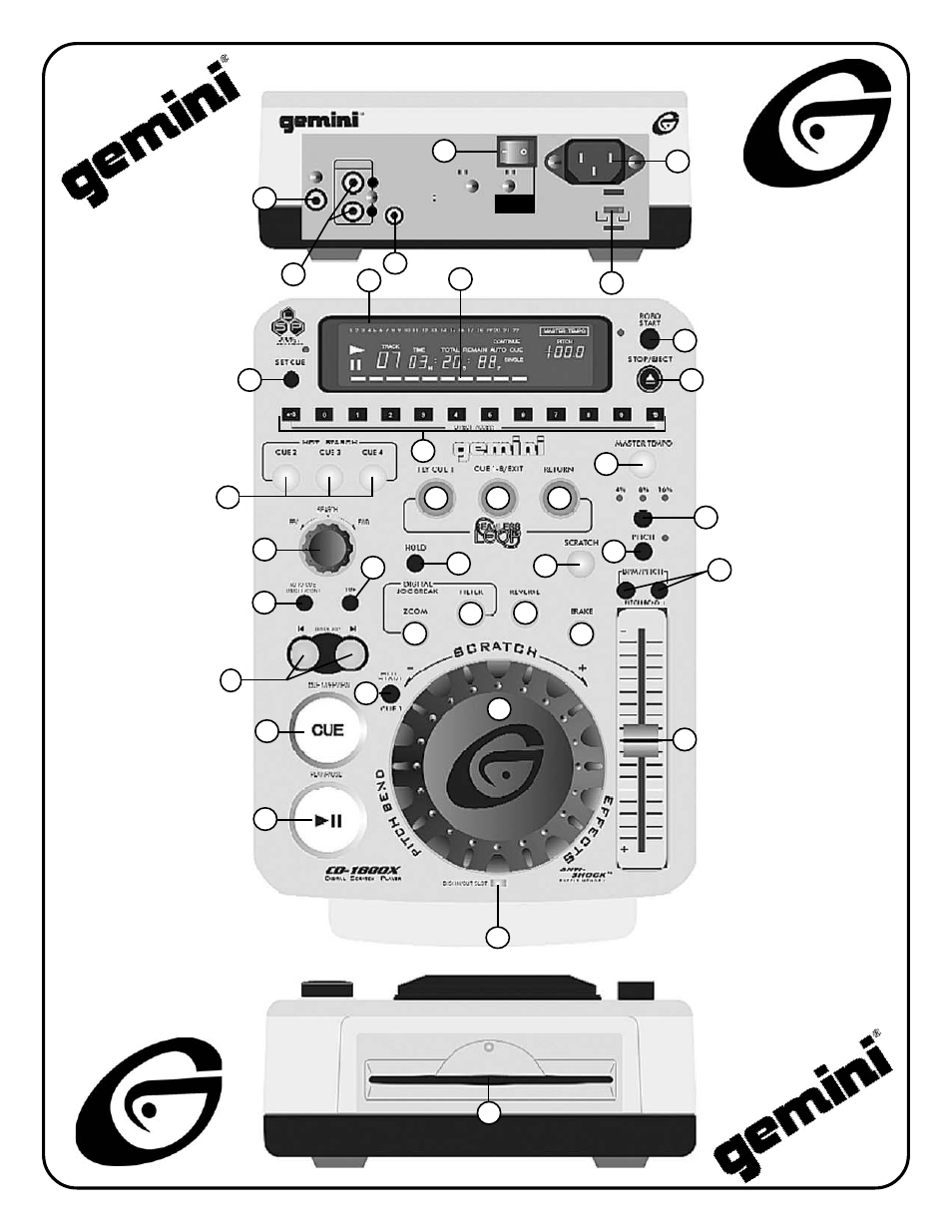 Controls & features | Gemini CD-1800X User Manual | Page 3 / 20