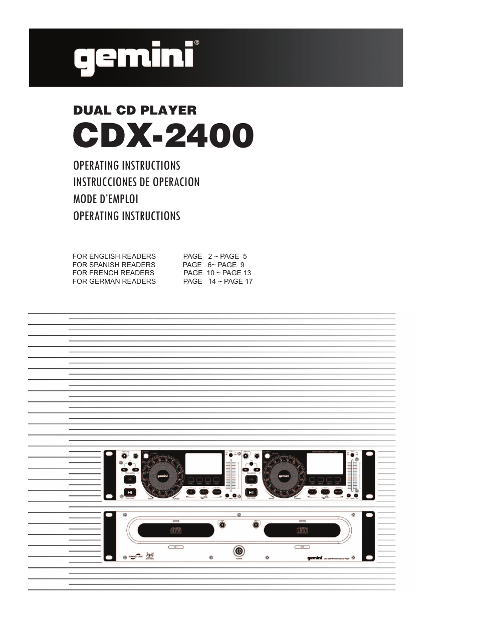 Gemini CDX 2400 User Manual | 4 pages