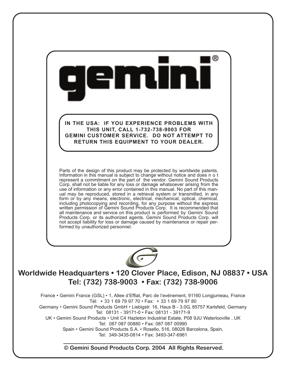 Gemini PMX-03 User Manual | Page 12 / 12