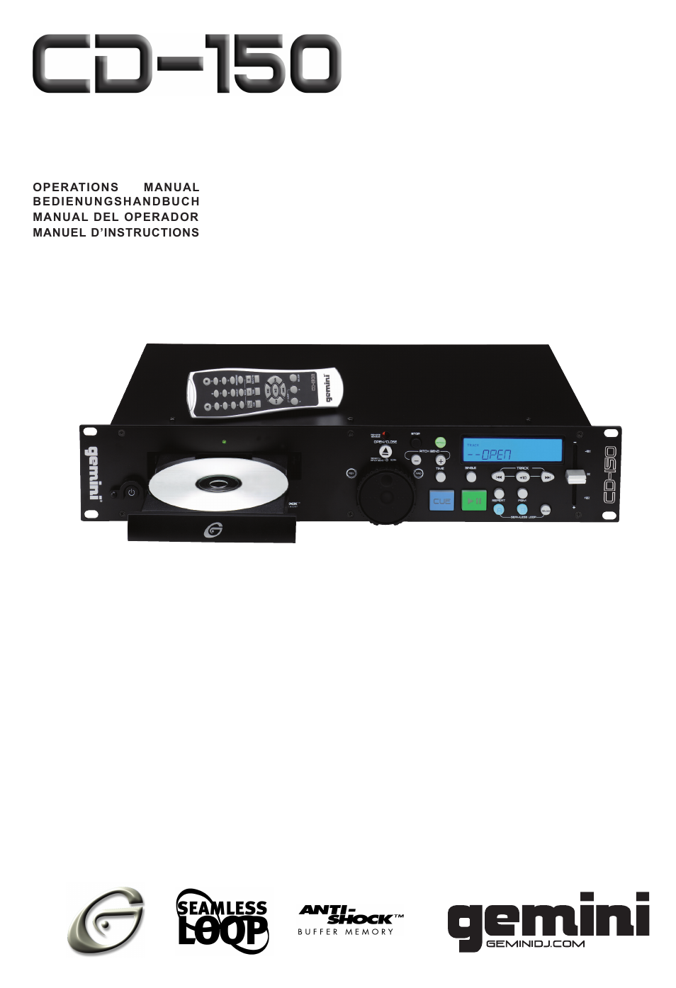 Gemini CD-150 User Manual | 12 pages