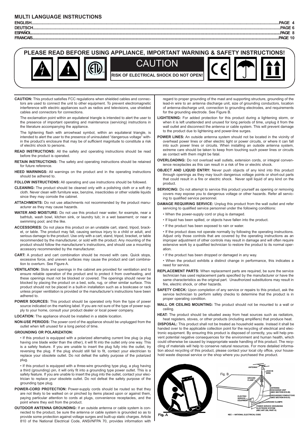 Caution, Multi language instructions | Gemini CD-150 User Manual | Page 2 / 12