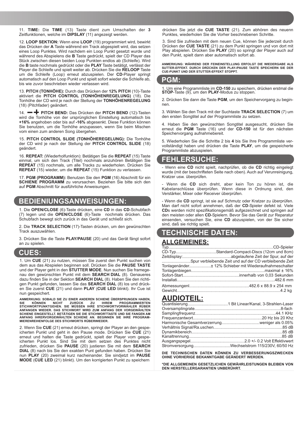 Gemini CD-150 User Manual | Page 7 / 12