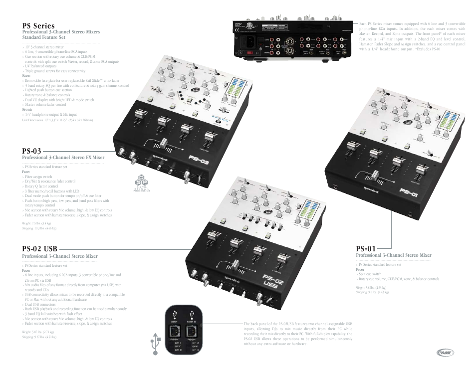 Ps series, Ps-03, Ps-02 usb | Gemini CDT-05 User Manual | Page 10 / 40