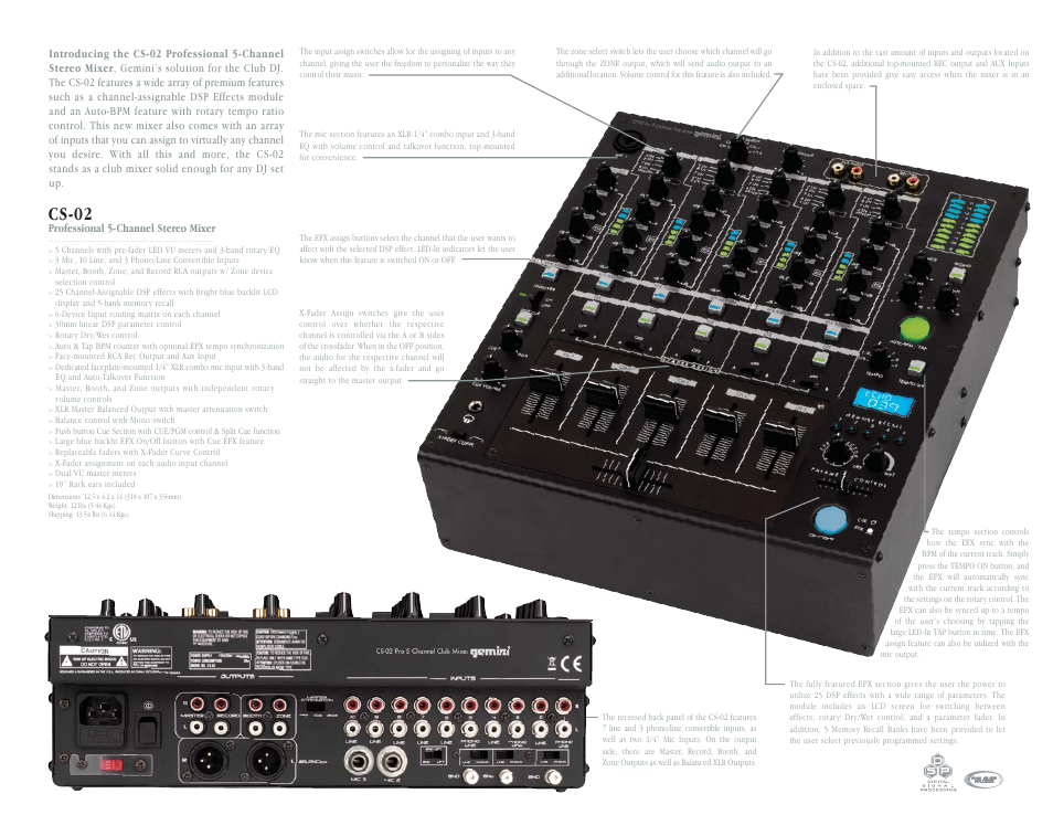 Cs-02 | Gemini CDT-05 User Manual | Page 12 / 40