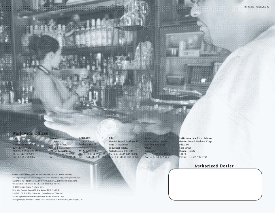 Worldwide offices | Gemini CDT-05 User Manual | Page 39 / 40