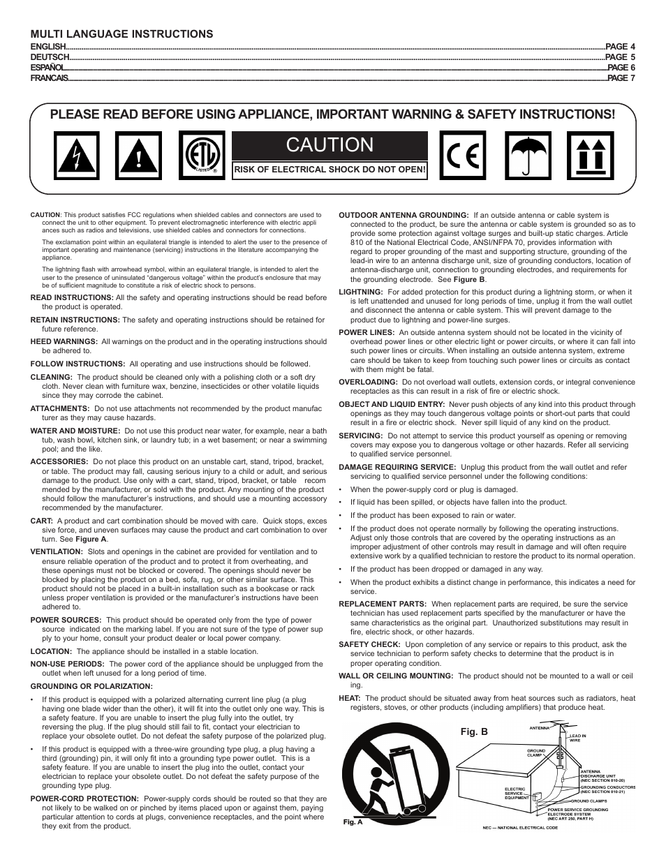 Caution, Multi language instructions | Gemini PMX-02 User Manual | Page 2 / 8