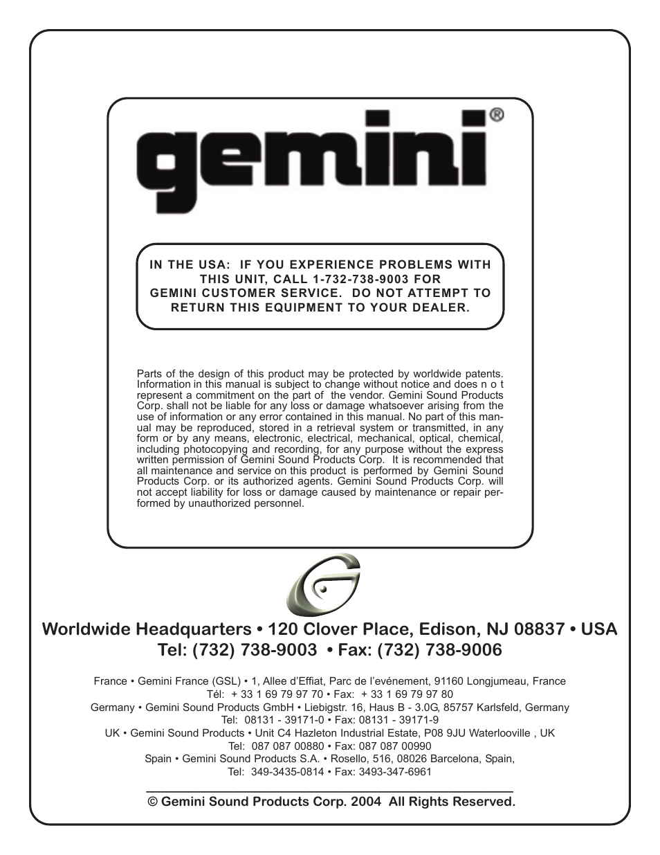 Gemini PMX-02 User Manual | Page 8 / 8