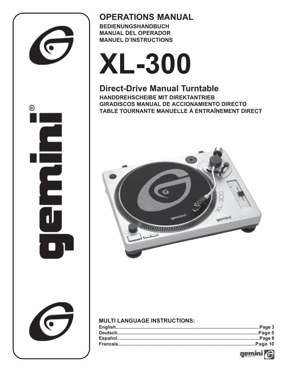 Gemini XL-300 User Manual | 12 pages