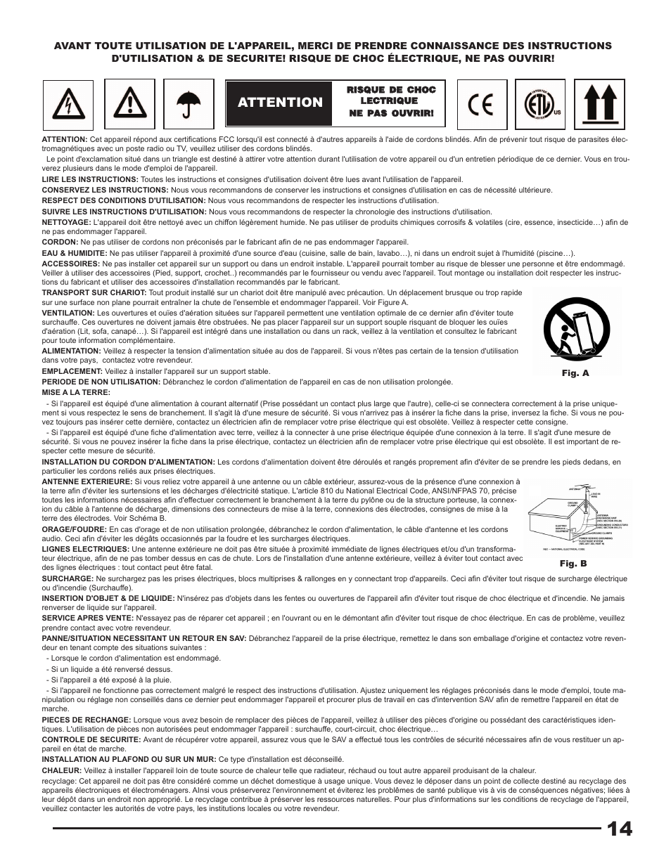 Attention | Gemini CDM-3700G User Manual | Page 14 / 27