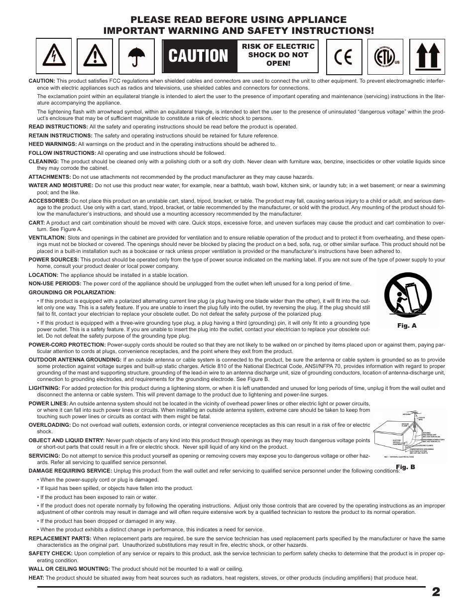 Caution | Gemini CDM-3700G User Manual | Page 2 / 27