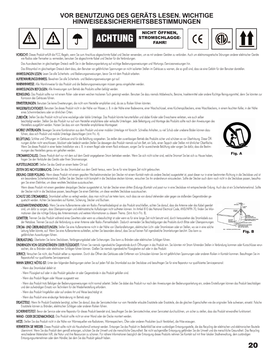 Achtung | Gemini CDM-3700G User Manual | Page 20 / 27