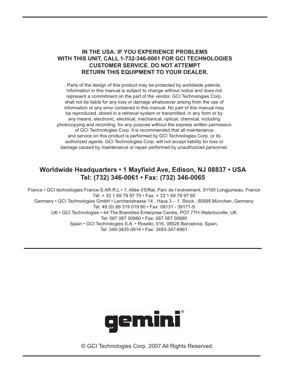 Gemini CDM-3700G User Manual | Page 27 / 27