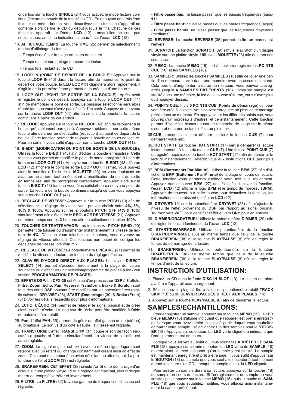Instruction d'utilisation, Samples/echantillons | Gemini CFX-30 User Manual | Page 14 / 16