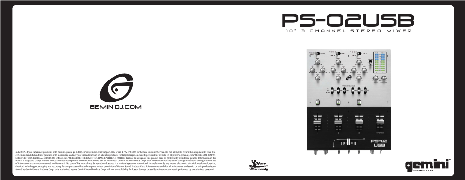 Gemini ps-02usb User Manual | 21 pages