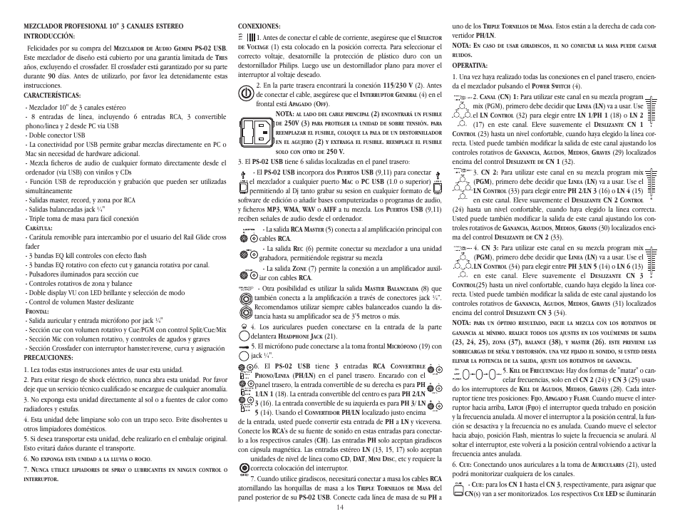 Gemini ps-02usb User Manual | Page 14 / 21