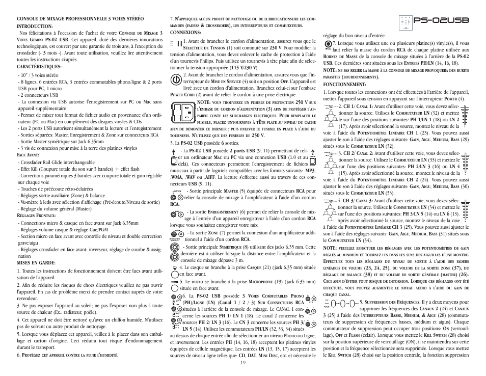 Ps-02usb | Gemini ps-02usb User Manual | Page 19 / 21