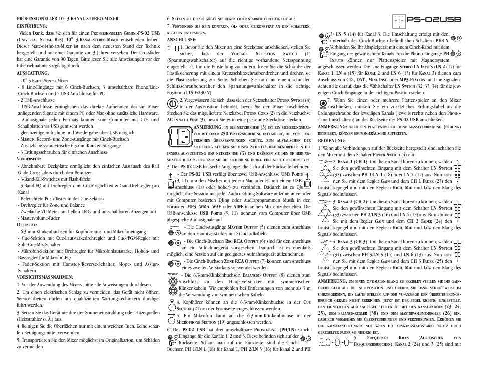 Ps-02usb | Gemini ps-02usb User Manual | Page 9 / 21