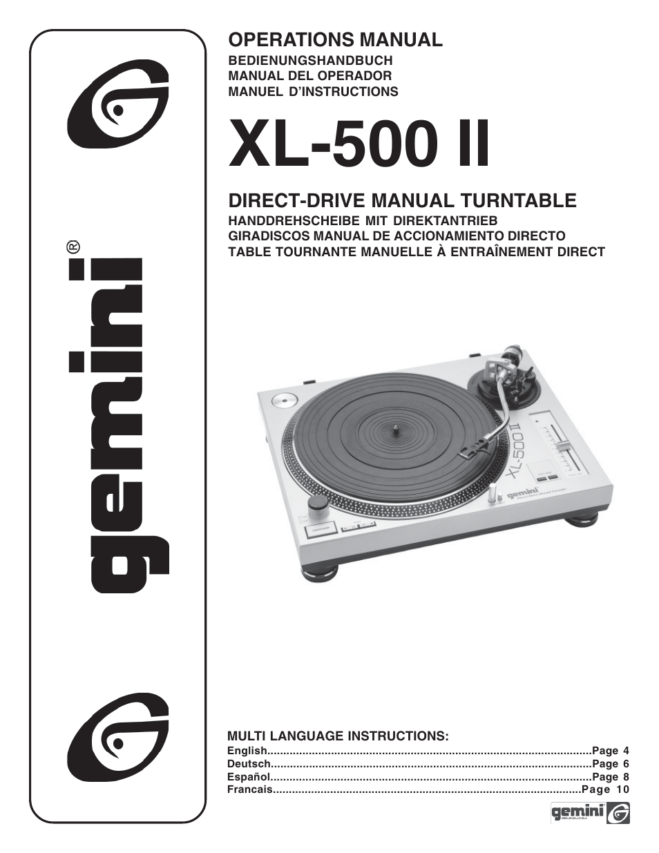 Gemini XL 500 II XL-500II User Manual | 12 pages