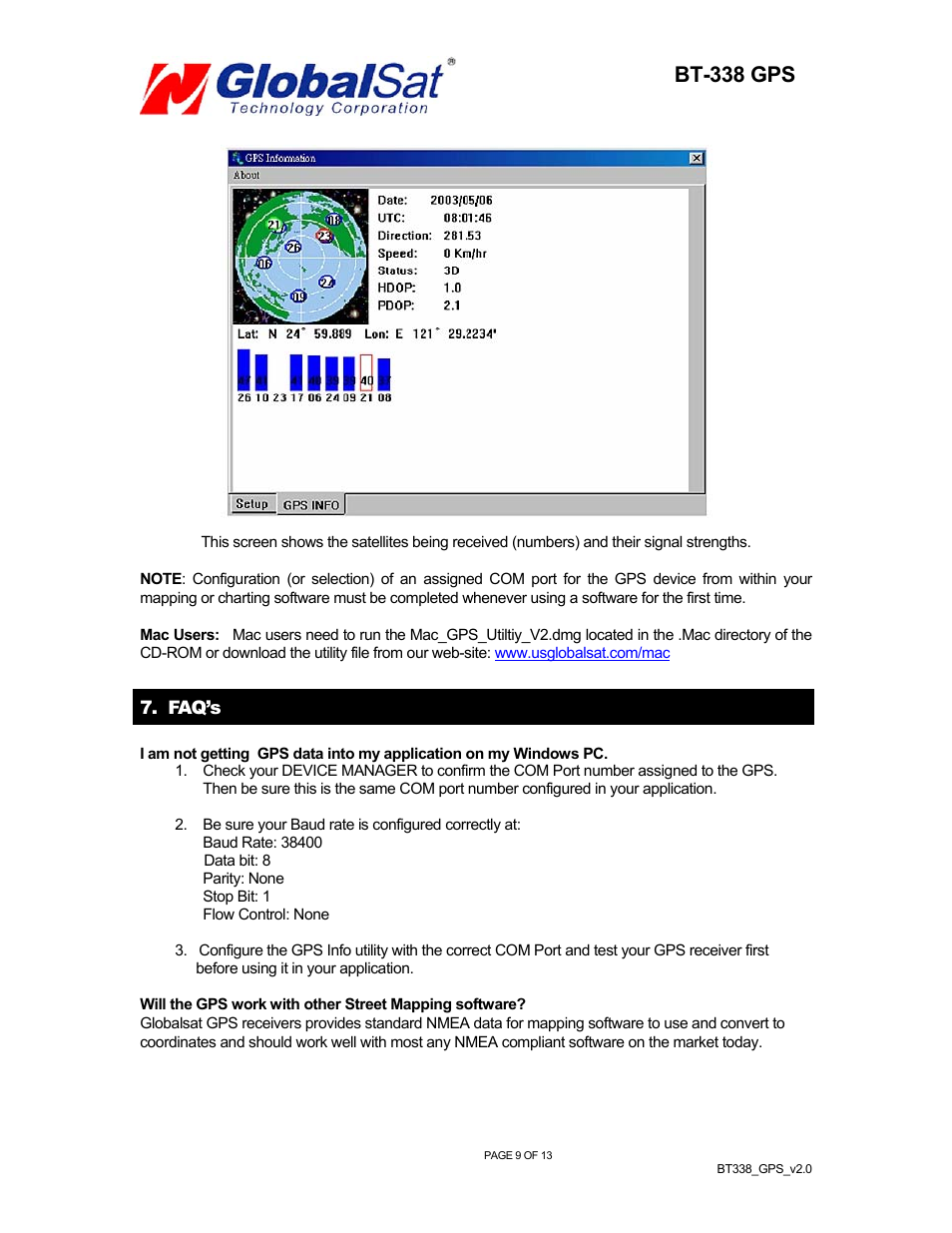Bt-338 gps | Globalsat Technology BT-338 User Manual | Page 10 / 14