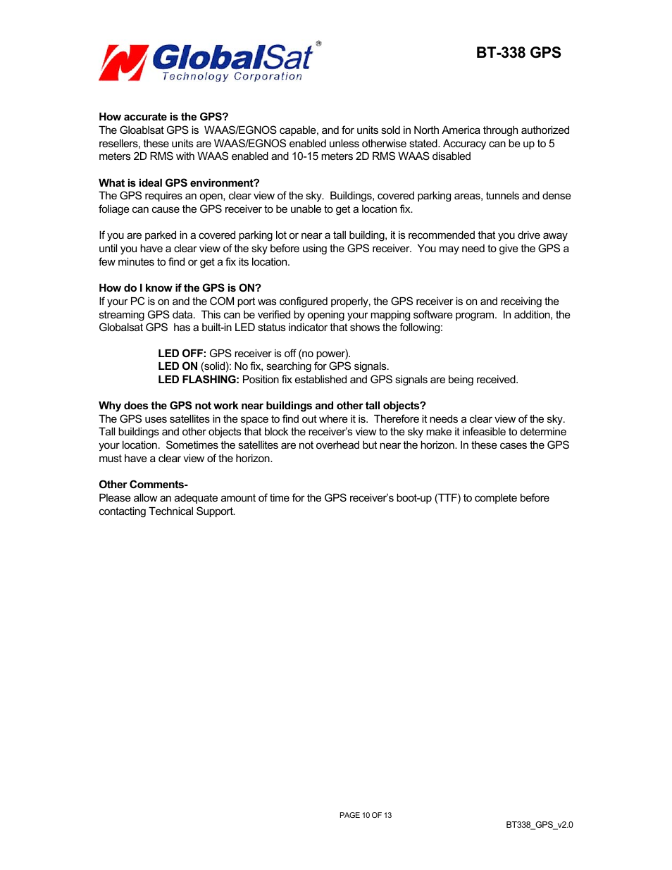 Bt-338 gps | Globalsat Technology BT-338 User Manual | Page 11 / 14