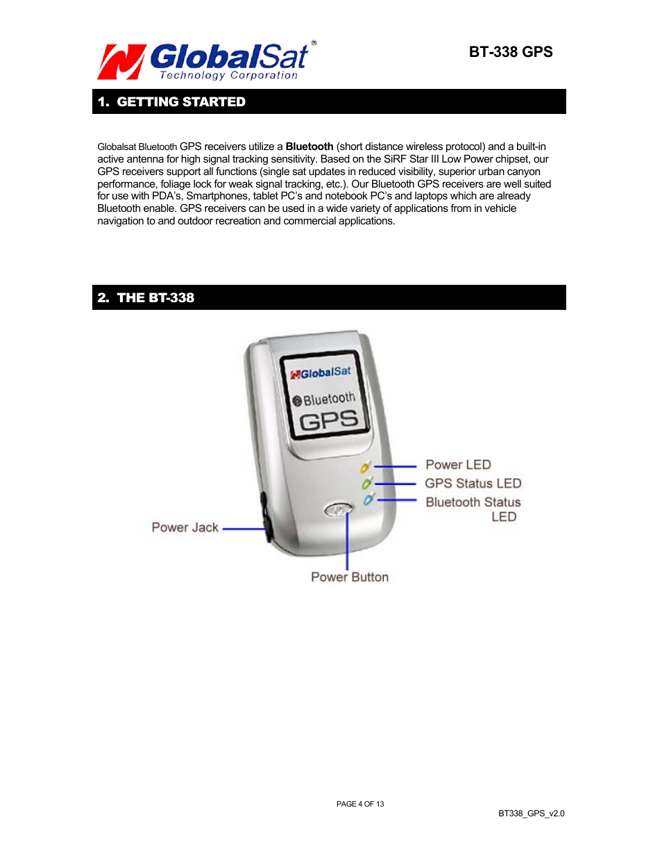 Bt-338 gps | Globalsat Technology BT-338 User Manual | Page 5 / 14