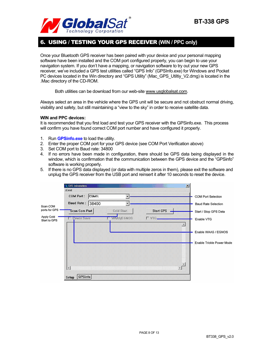 Bt-338 gps | Globalsat Technology BT-338 User Manual | Page 9 / 14