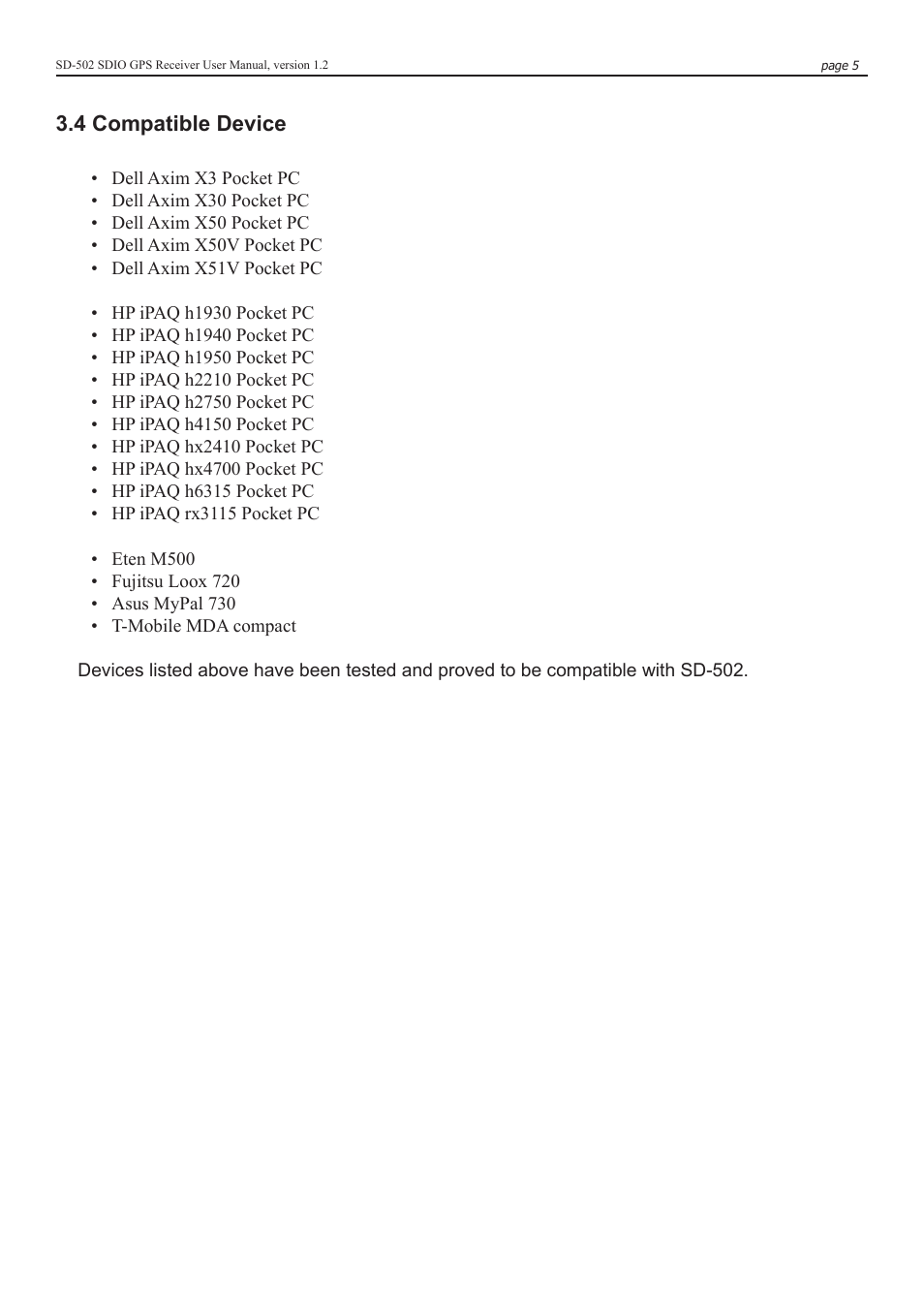 Globalsat Technology SD-502 SDIO User Manual | Page 5 / 12