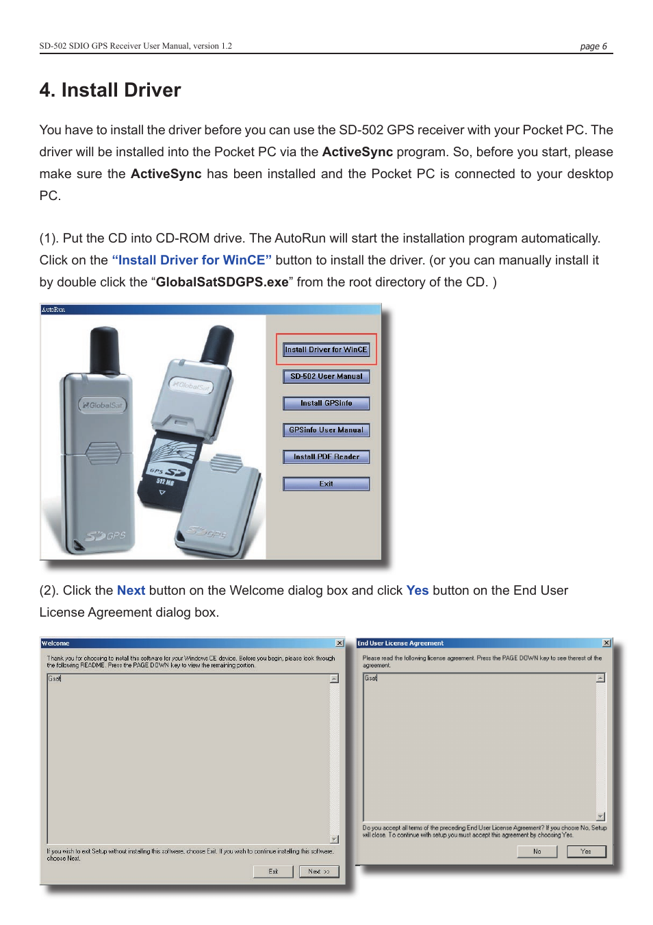 Install driver | Globalsat Technology SD-502 SDIO User Manual | Page 6 / 12