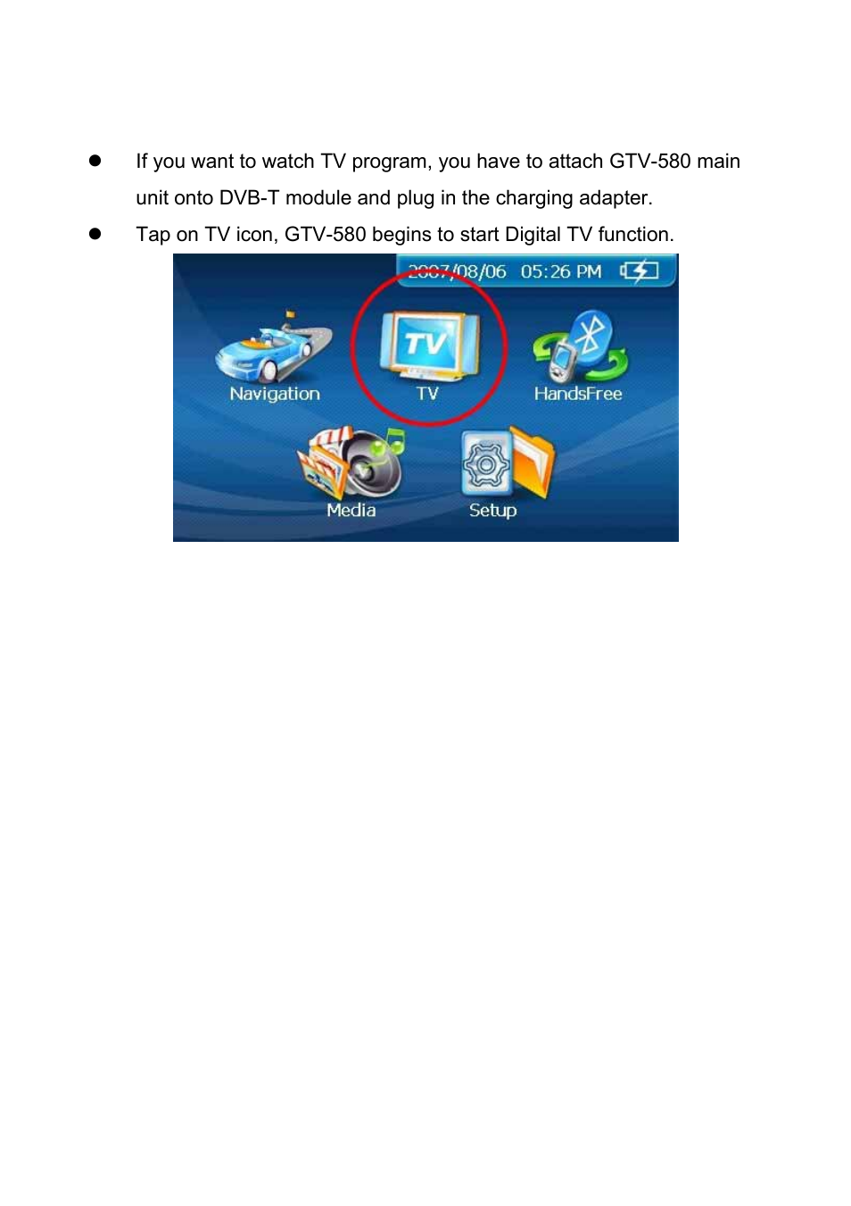 Enter tv mode | Globalsat Technology GTV-580 User Manual | Page 43 / 54