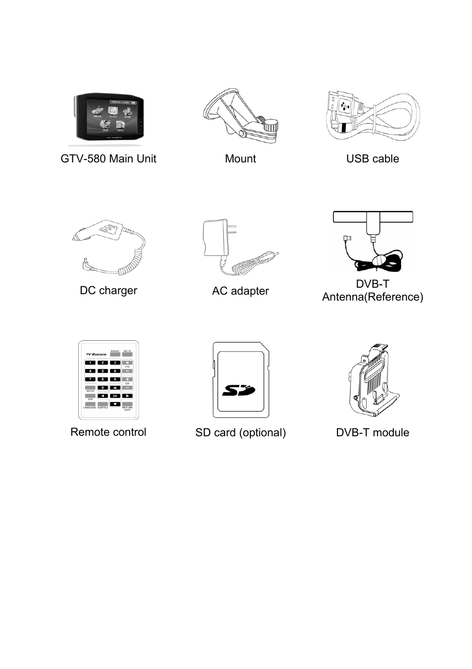Accessories | Globalsat Technology GTV-580 User Manual | Page 7 / 54