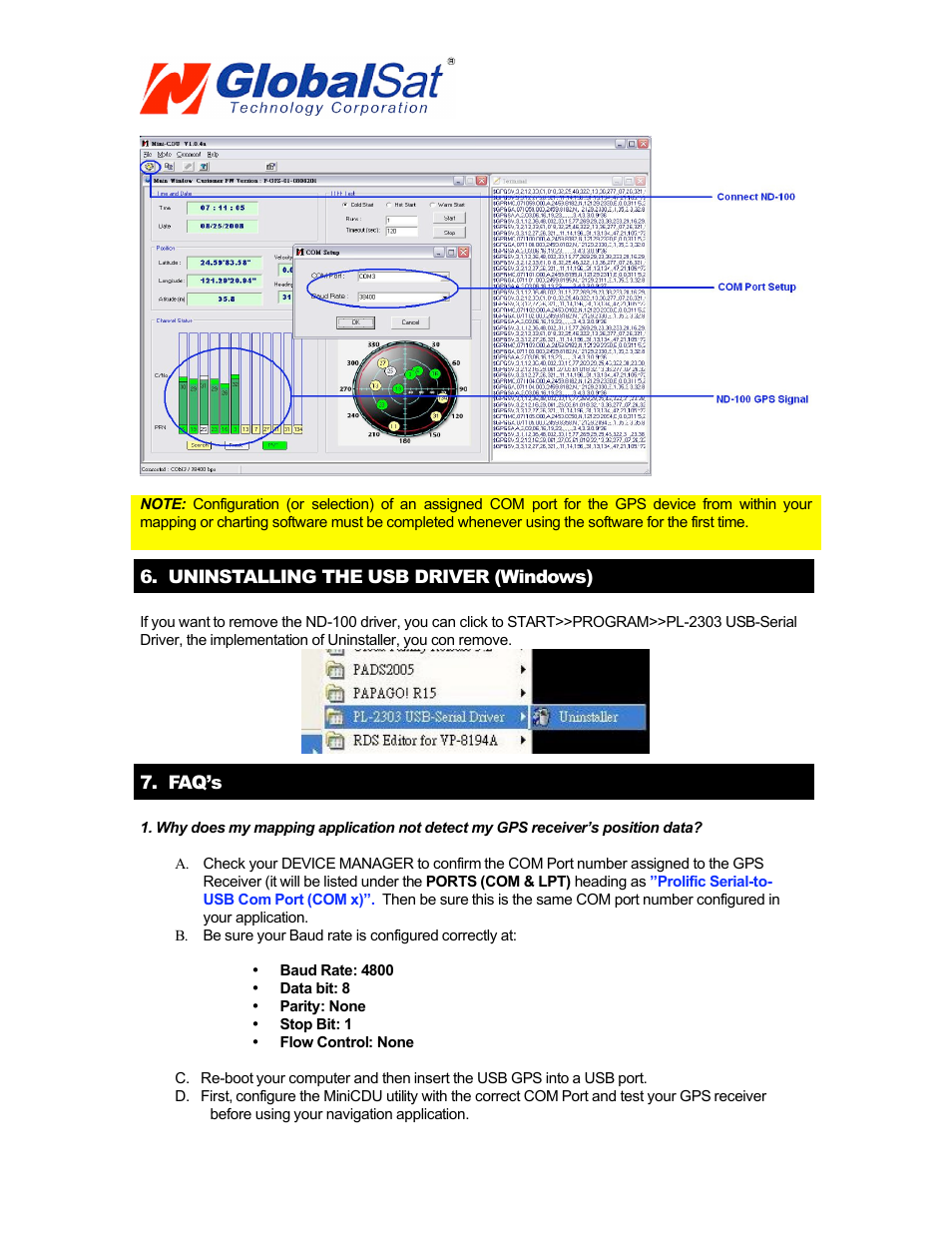 Globalsat Technology USB GPS Dongle ND-100 User Manual | Page 8 / 13