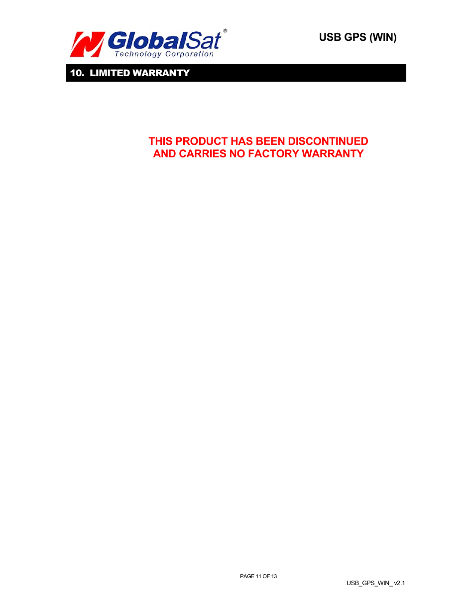 Usb gps (win) | Globalsat Technology Globalsat BU-303 (SiRF II) User Manual | Page 12 / 14