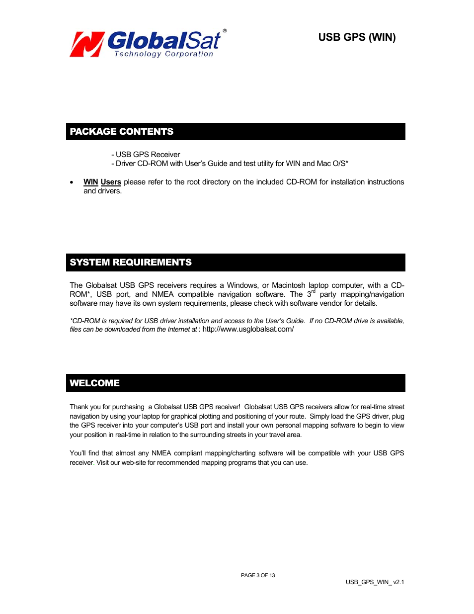 Usb gps (win) | Globalsat Technology Globalsat BU-303 (SiRF II) User Manual | Page 4 / 14