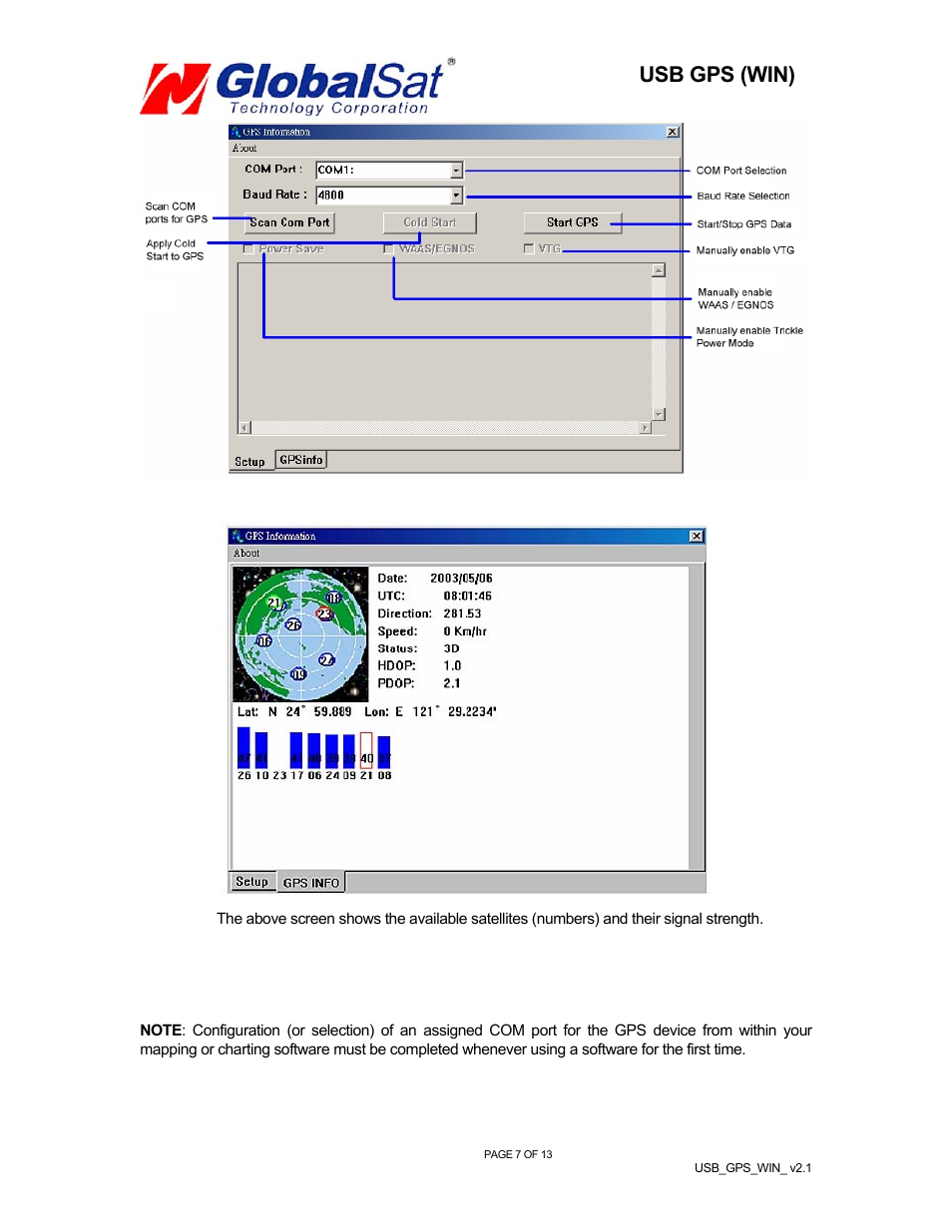 Usb gps (win) | Globalsat Technology Globalsat BU-303 (SiRF II) User Manual | Page 8 / 14