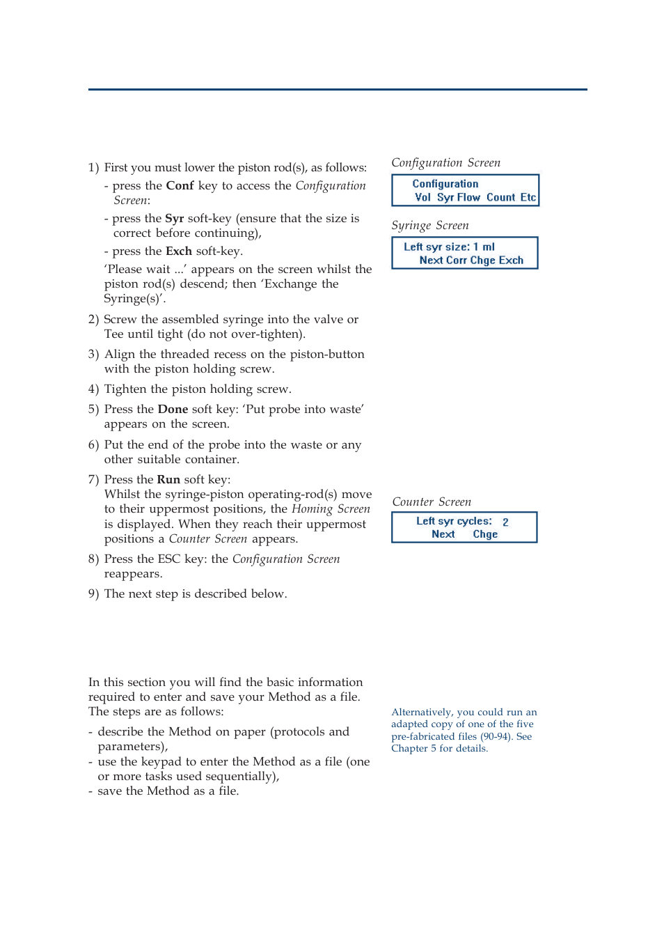 Operation - standard use, Fit the syringe(s), Creating a method (edit) | Gilson 402 User Manual | Page 43 / 124