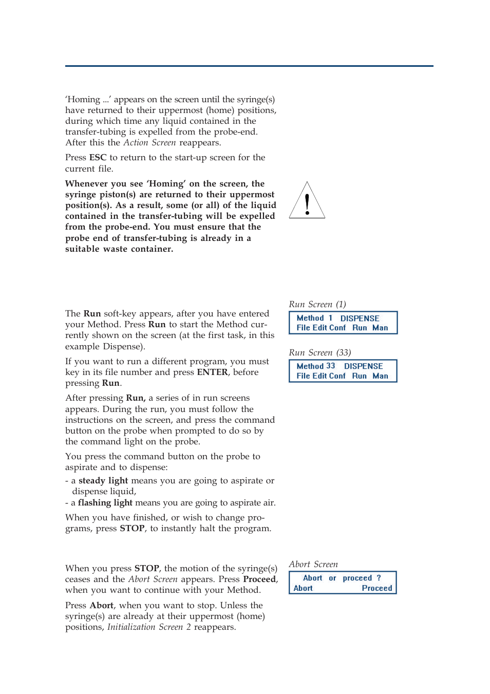 Operation - standard use, Running a method (run) | Gilson 402 User Manual | Page 47 / 124