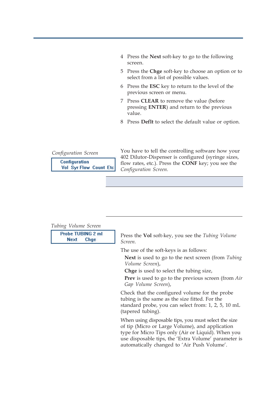 Operation - advanced use, Entering the configuration (conf) | Gilson 402 User Manual | Page 56 / 124