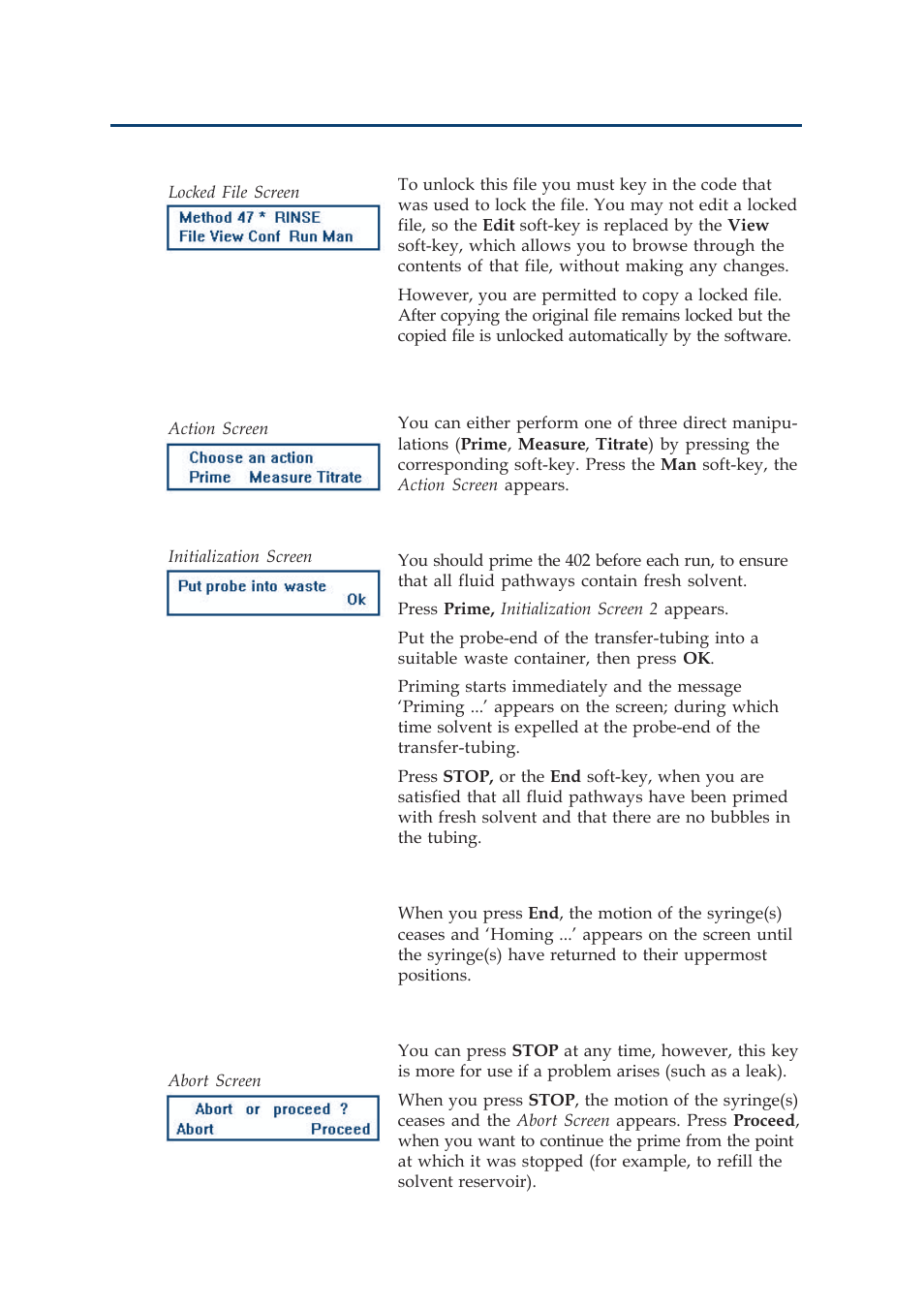 Operation - advanced use, Direct manipulations (man) | Gilson 402 User Manual | Page 62 / 124