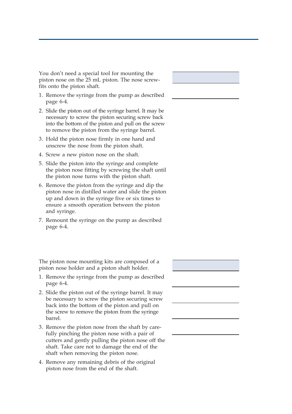 Maintenance, Changing the 25 ml piston noses, Changing the 5 ml and 10 ml piston noses | Gilson 402 User Manual | Page 95 / 124