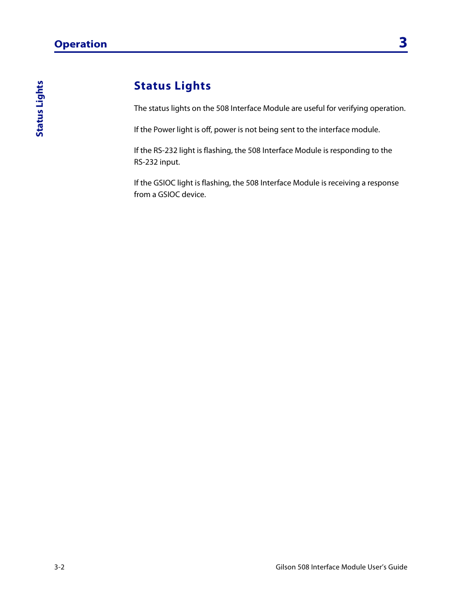 Status lights, Status lights -2 | Gilson 508 User Manual | Page 15 / 20