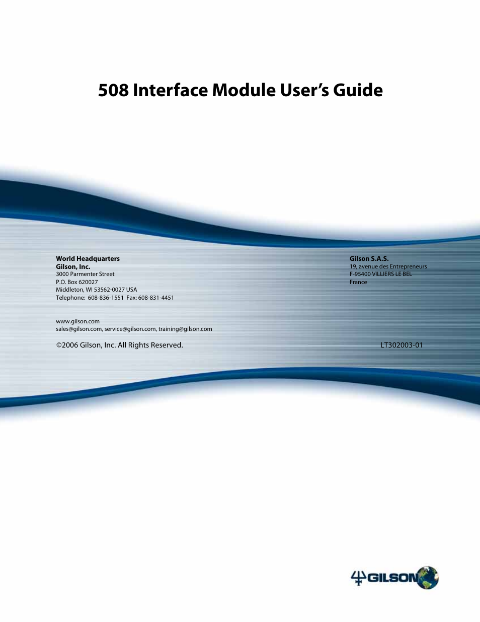 508 interface module user’s guide | Gilson 508 User Manual | Page 3 / 20