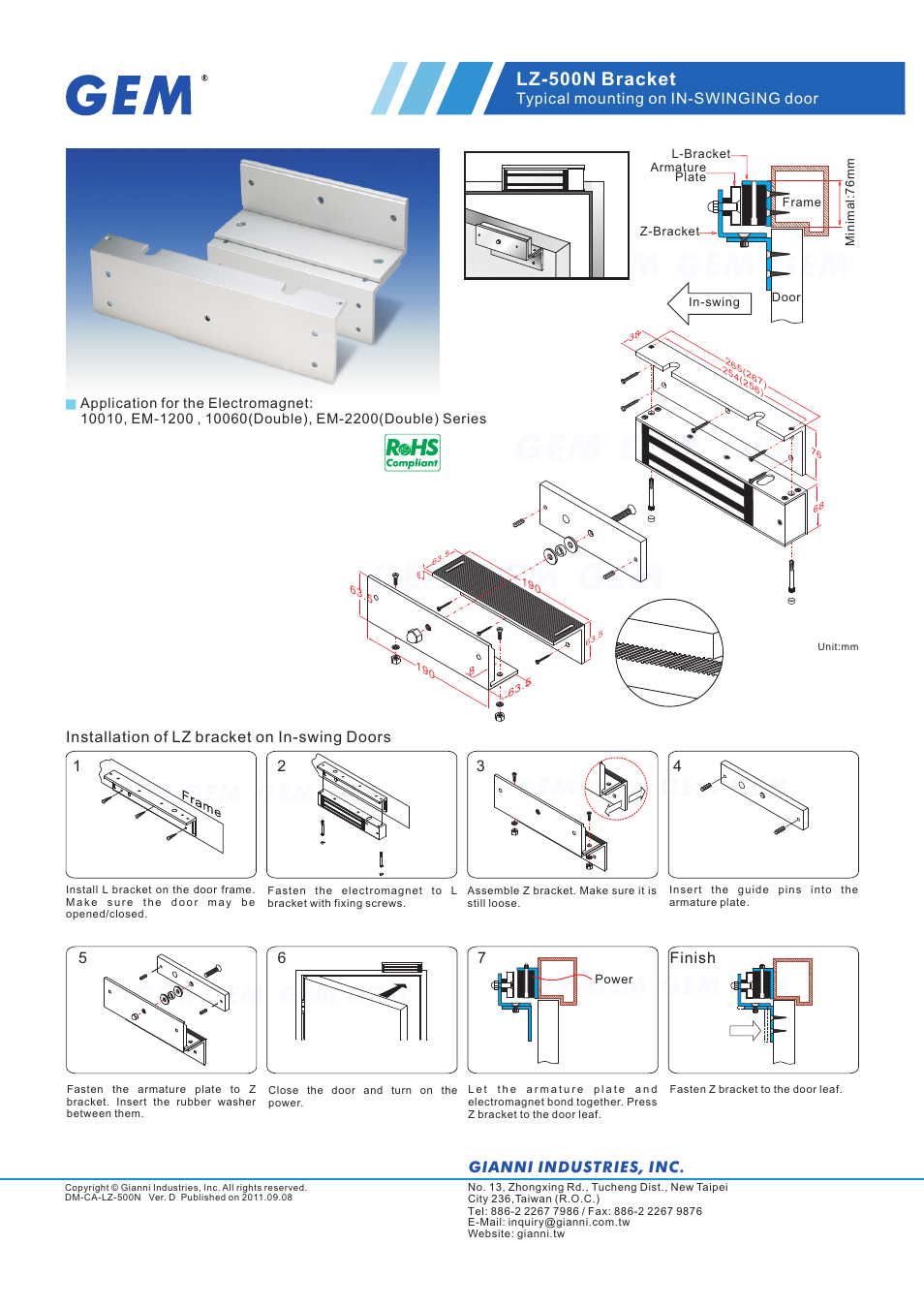 Gianni Industries GEM 10060 Series User Manual | 1 page