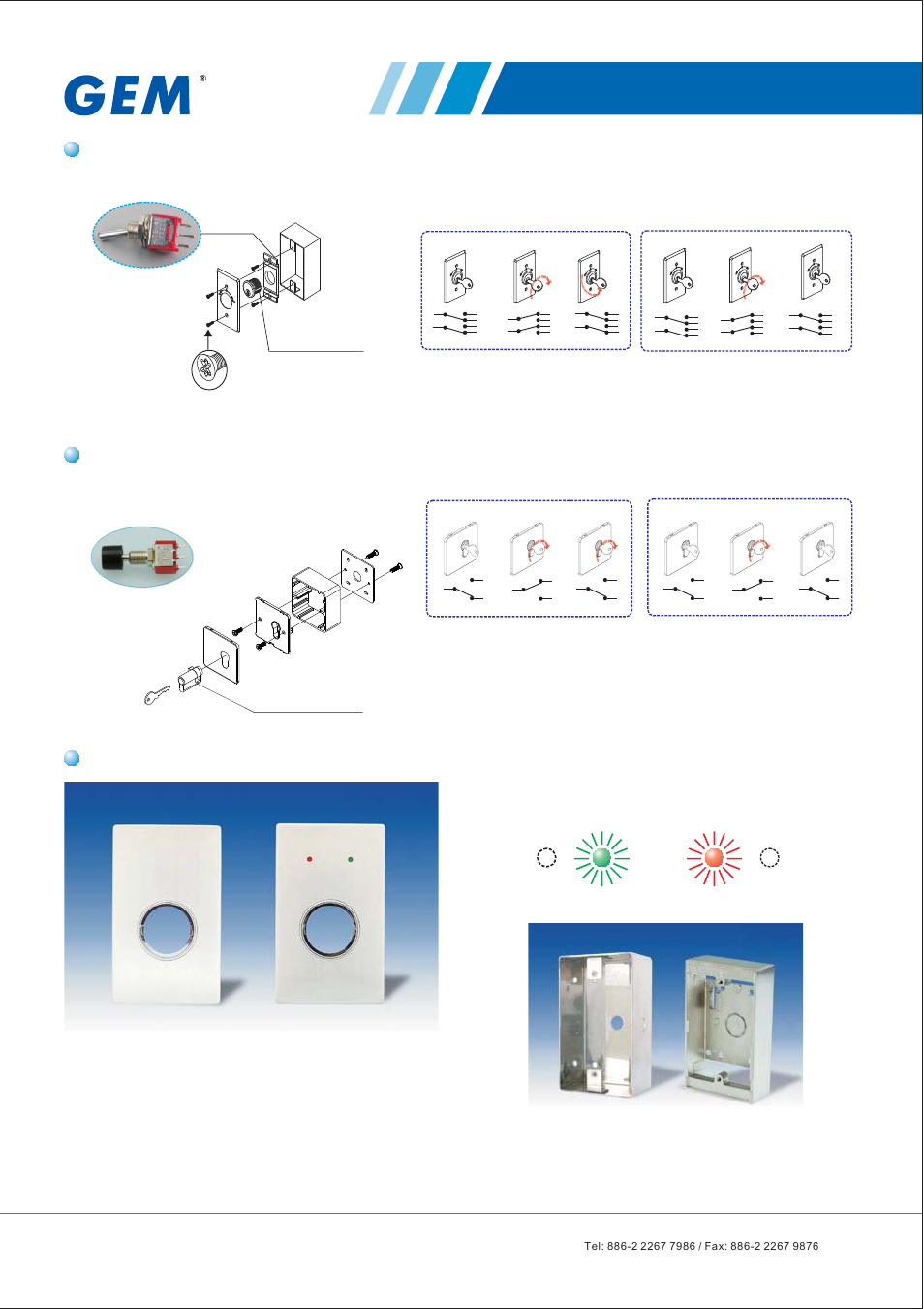 Key switch, Ks-750, Gianni industries, inc | Momentary (or maintained) dpdt, Momentary (or maintained) spdt, Stainless steel faceplate | Gianni Industries GEM SMB-370ALU User Manual | Page 2 / 4