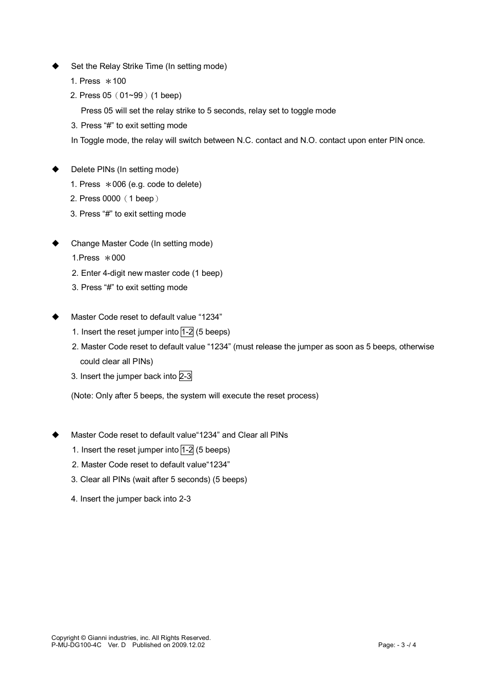 Gianni Industries GEM DG-100 User Manual | Page 3 / 4