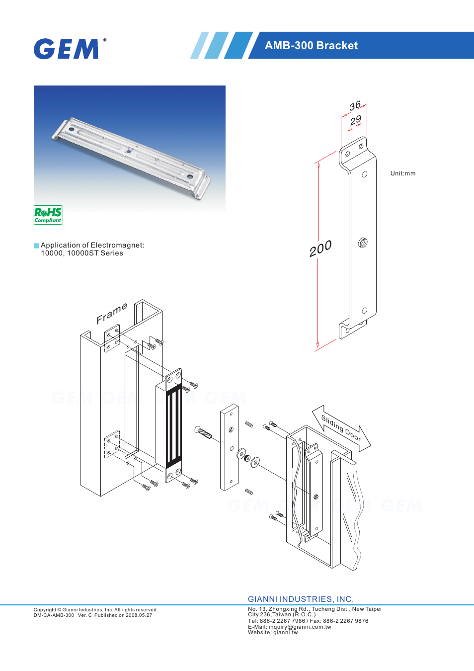 Gianni Industries AMB-300 User Manual | 1 page
