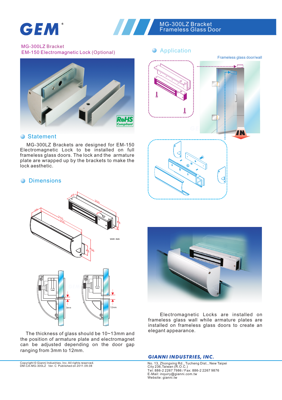 Gianni Industries Electromagnetic Lock User Manual | 1 page